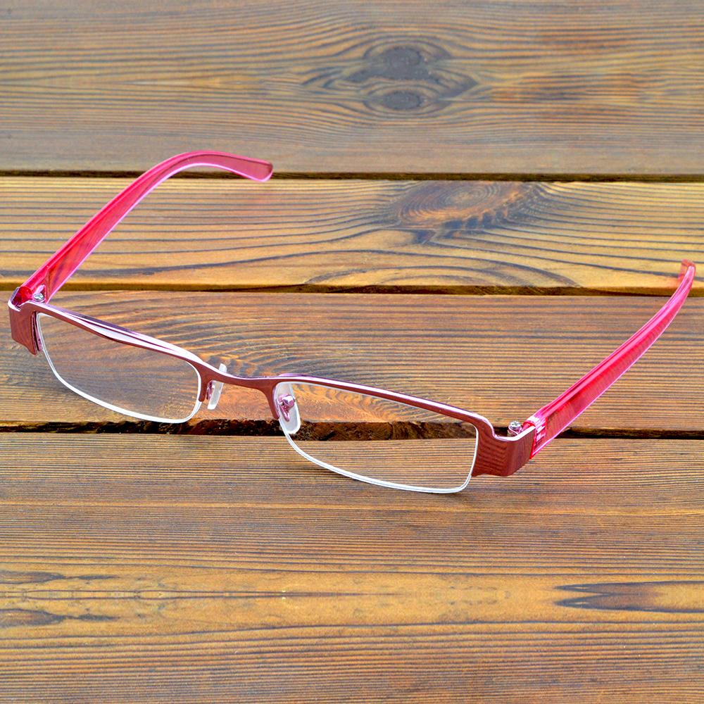 

2 Pieces Rectangle Pink Frame Hlaf-rim Spectacles Multi-coated Anti-fatigue Lenses Fashion Reading Glasses +0.75 To +4 +400 рожевий