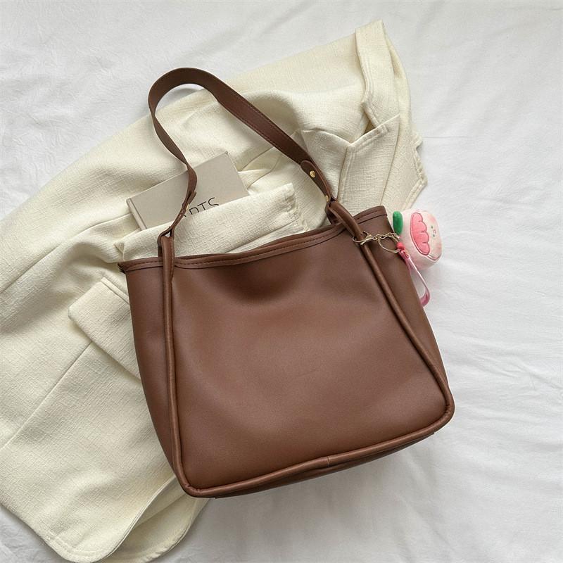 Stylish Pink Pu Tote Bag For Women Perfect For Casual Autumn Commute With Large Capacity