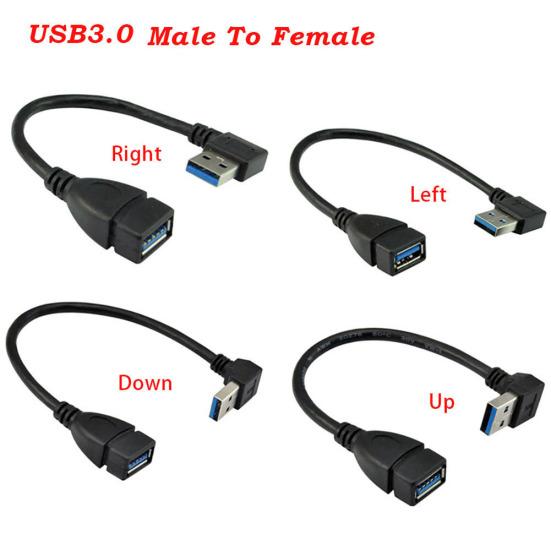 USB 3.0 Type A 90 Degree Right Angled Male To Female Extension Adapter Cable