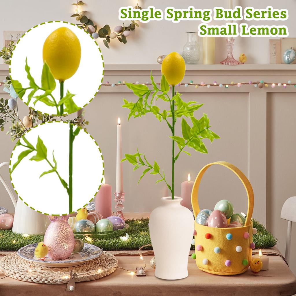 Sztuczne kwiaty, Dekoracyjne kompozycje kwiatowe z rzodkiewką wielkanocną i cytryną, Odpowiednie na domowe przyjęcie, do wazonu, jako centralne elementy dekoracyjne, 6 szt.