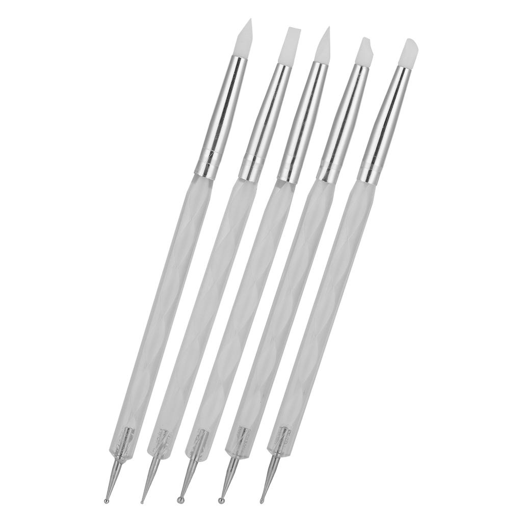 5pcs Nail Art Dotting Pen Dual Ended Nail Painting Pen Carving Pen with Acrylic Handle