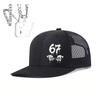 1PC Hip Hop 67 Drip Trucker Hat, Neon Green Contrast, Graffiti Aesthetic Cap for Skateboarding