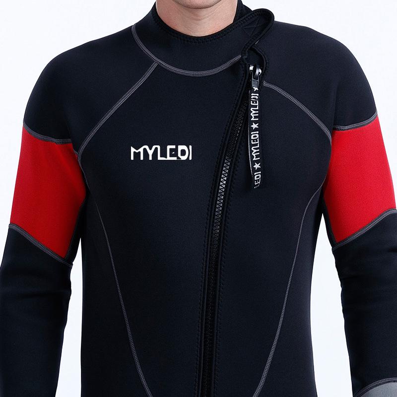 MYLEDI 3mm Front Zip One-Piece Diving Wetsuit, Warm & Cold-Proof.