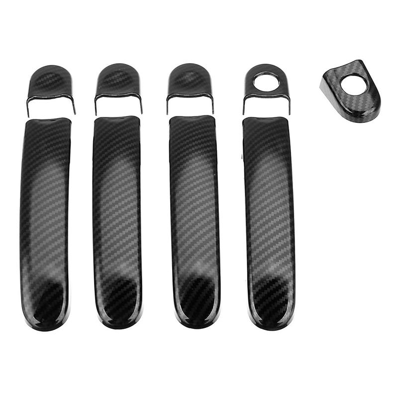 9Pcs Set ABS Chrome Door Handle Covers Trim for TRANSPORTER T5 T6 CADDY VAN 2003-2015 Carbon Fiber Style
