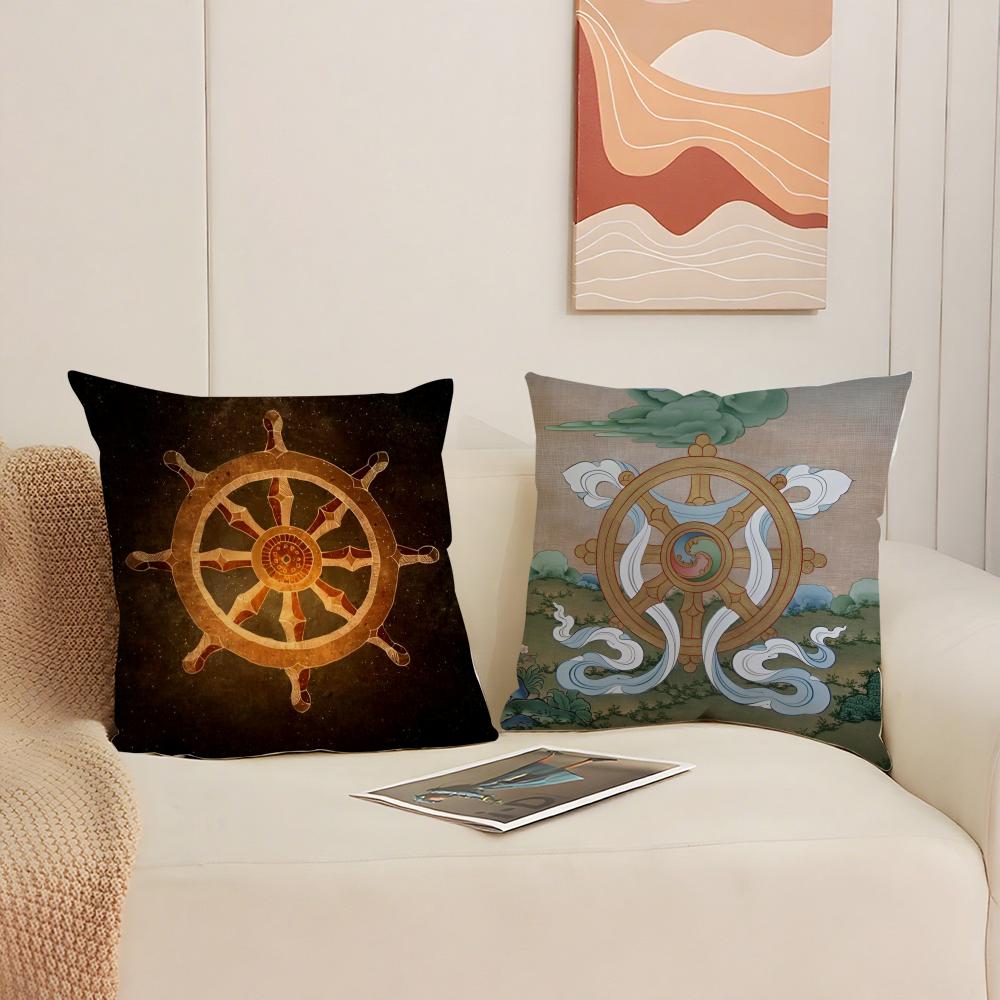Buddhist Six Paths Of Reincarnation Cushion Cover Silky Elegant Comfort Sofa Bed Invisible Zipper Beach Pillowcase