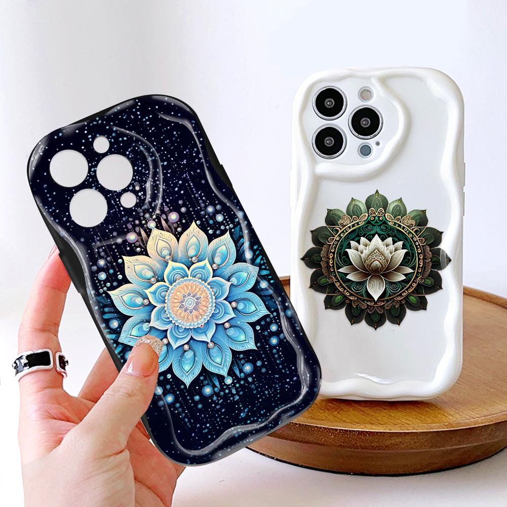 Cartoon Pattern Cream Texture Casing Wavy Edge Soft Silicone Cover Phone Case for IPhone Samsung Huawei Honor Xiaomi Redmi Infinix Tecno