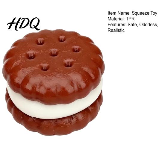 Realistic Food Squeeze Toy Cream Sandwich Cookie Slow-Rising TPR Slow Rebound Fidget for Stress Relief Cute