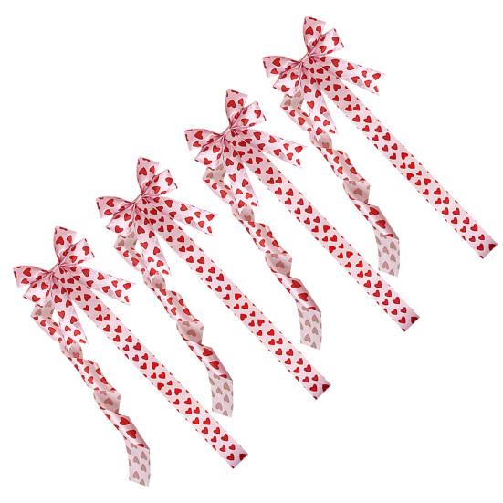 Valentine's Day Decoration Love Heart Bow Hanging Ornament Red Polyester Ribbon for Cabinet Door Wall Festive Home Decor