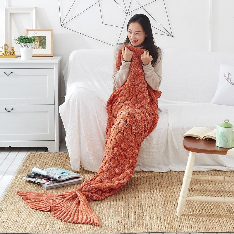 Mermaid Fish Scale Knitted Blanket - Fish Tail Design (Tax Excluded)