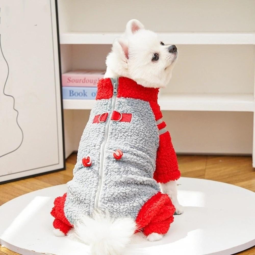 Warm Winter Dog Clothes Thickened Plush Dog Jumpsuits Stylish Pet Cotton Coat  Daily Walk