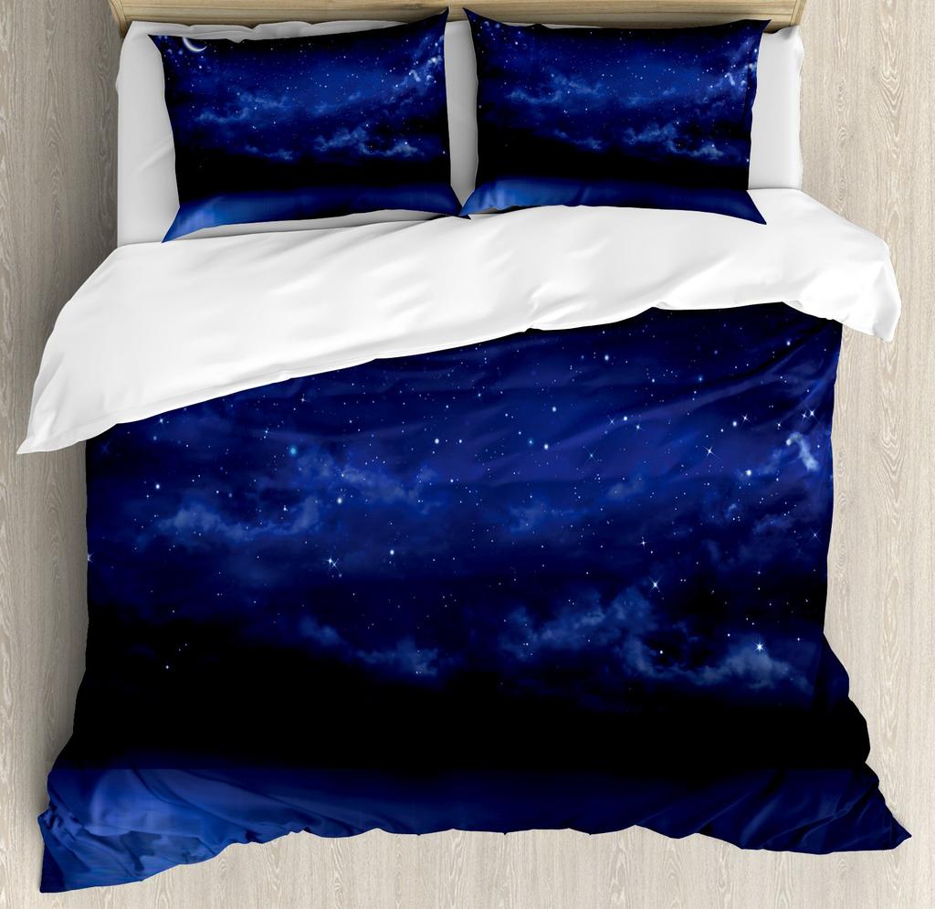Starry Sky King Queen Duvet Cover Colorful Galaxy Bedding Set Outer Space 2/3pcs Quilt Cover Glitter Polyester Comforter Cover