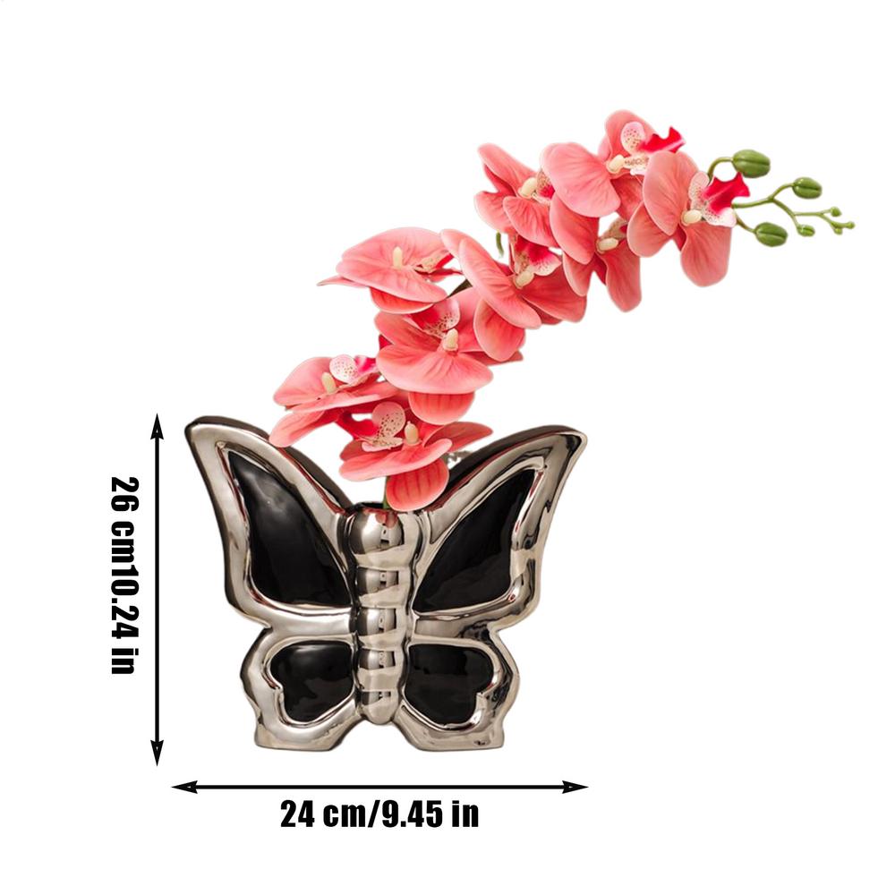Small Ceramic Vase Modern Decor Butterflies Flower Ceramic Vase Sculpture Bouquet Holder Table Centerpieces For Living Room