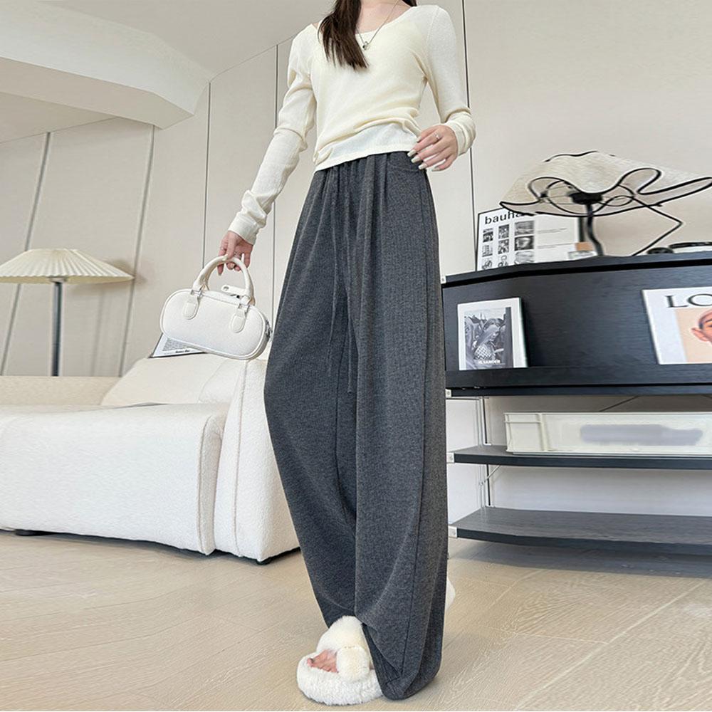 

Женская одежда весна-осень Y2K, толстые трикотажные повседневные брюки с высокой талией, мешковатые брюки для женщин, спортивные брюки XL темно серый