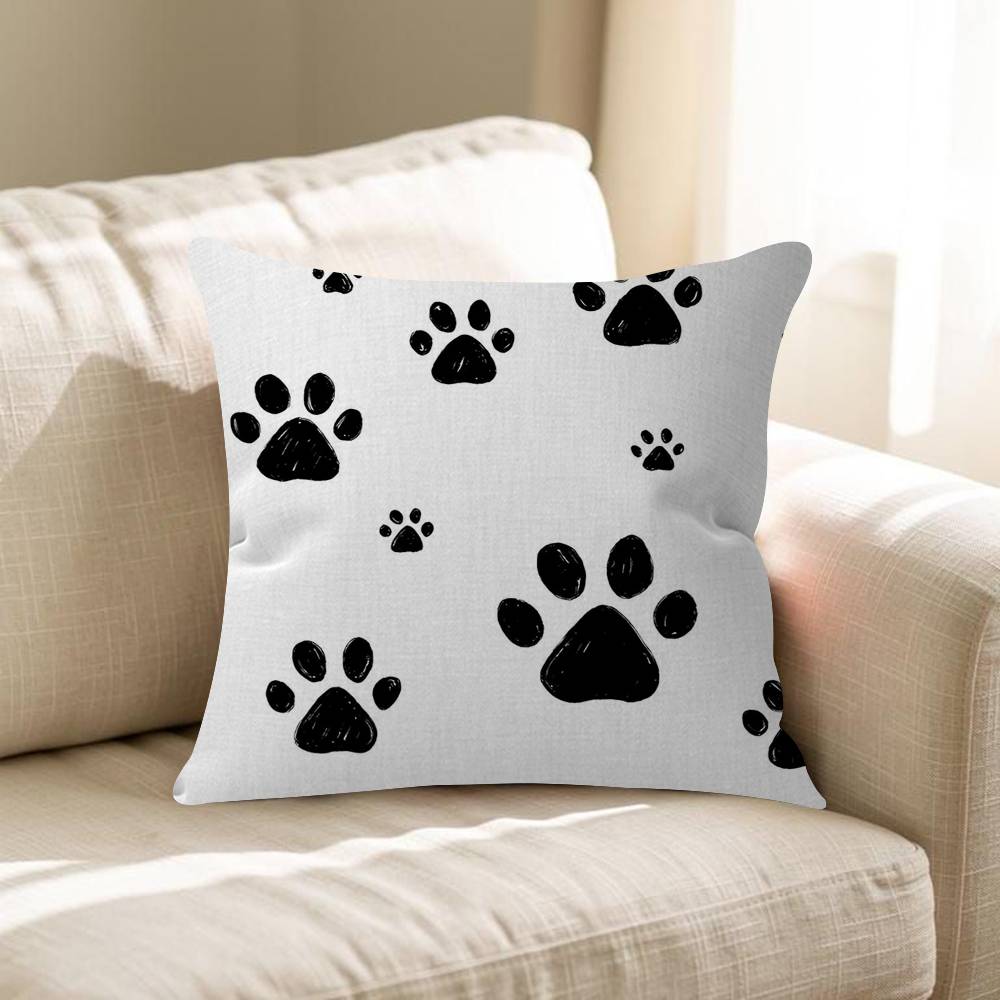 Fashion Black Cat Paw Prints Office Cushion Pillowcase Car Cushion Cover45X45CM Lumbar Pillowcase Sofa Pillowcover