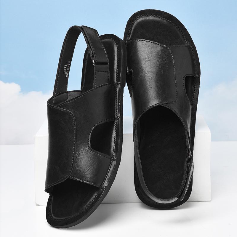 Fashion New Fashion Hollow Men Sandals Summer Mens Casual Shoes Non-slip Platform Beach Sneakers New Casual Leather Sandaly Man Slippers