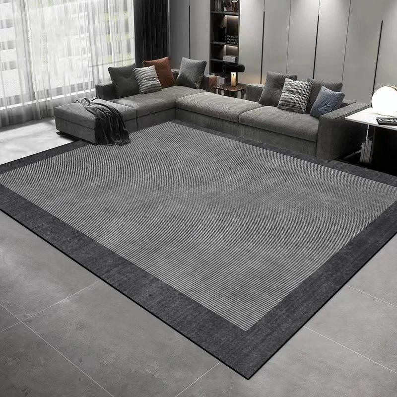 Luxuriöser geometrischer goldfarbener Teppich, moderne schwarze und graue abstrakte Bodenmatte für Wohnzimmer und Schlafzimmer, rutschfester waschbarer Teppich
