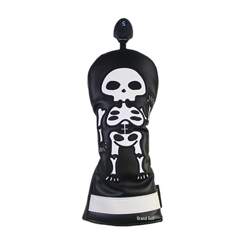 Skull Embroidered Golf Wood Headcover with Rotating Number Tag (1/3/5/UT)