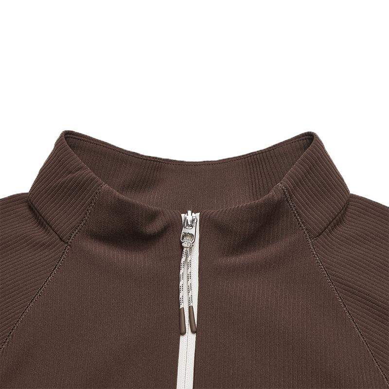 Fila Fitness Series Casual Retro Solid Color Slim Fit Stand Collar Zip Knit Top Women Tops A11W541502FBN