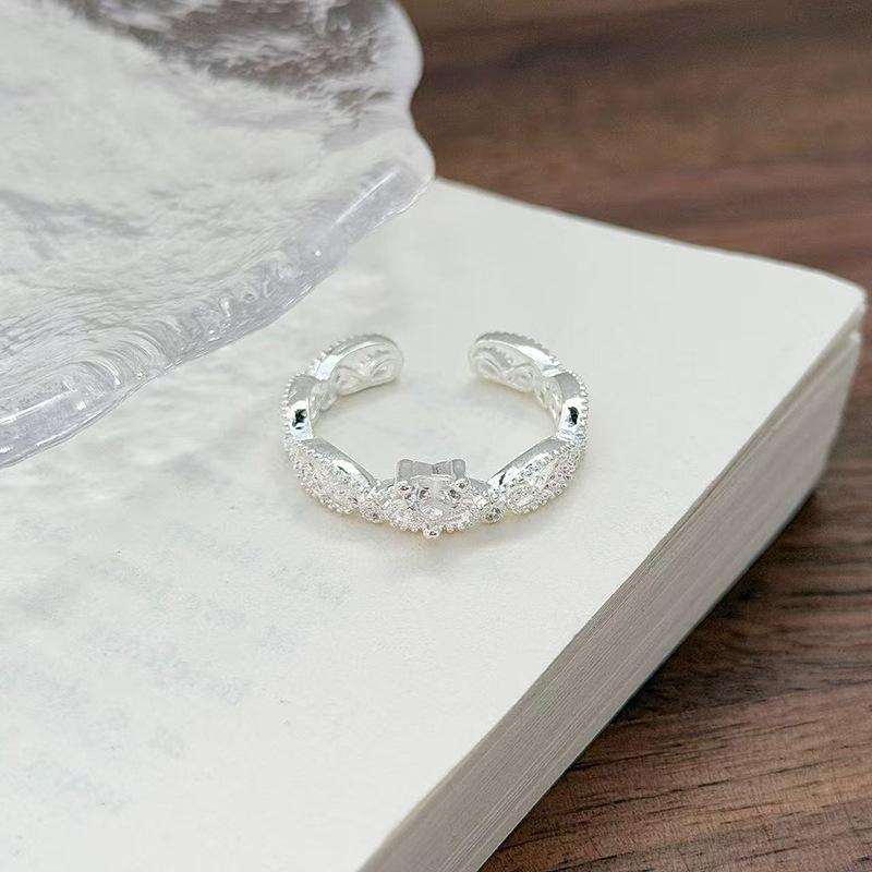 Exquisite Gypsy Star Row Diamond Zir*****Pen Ring, Women Stacked Wearing Personalized Fashion And Advanced Sense Open Index Finger Ring