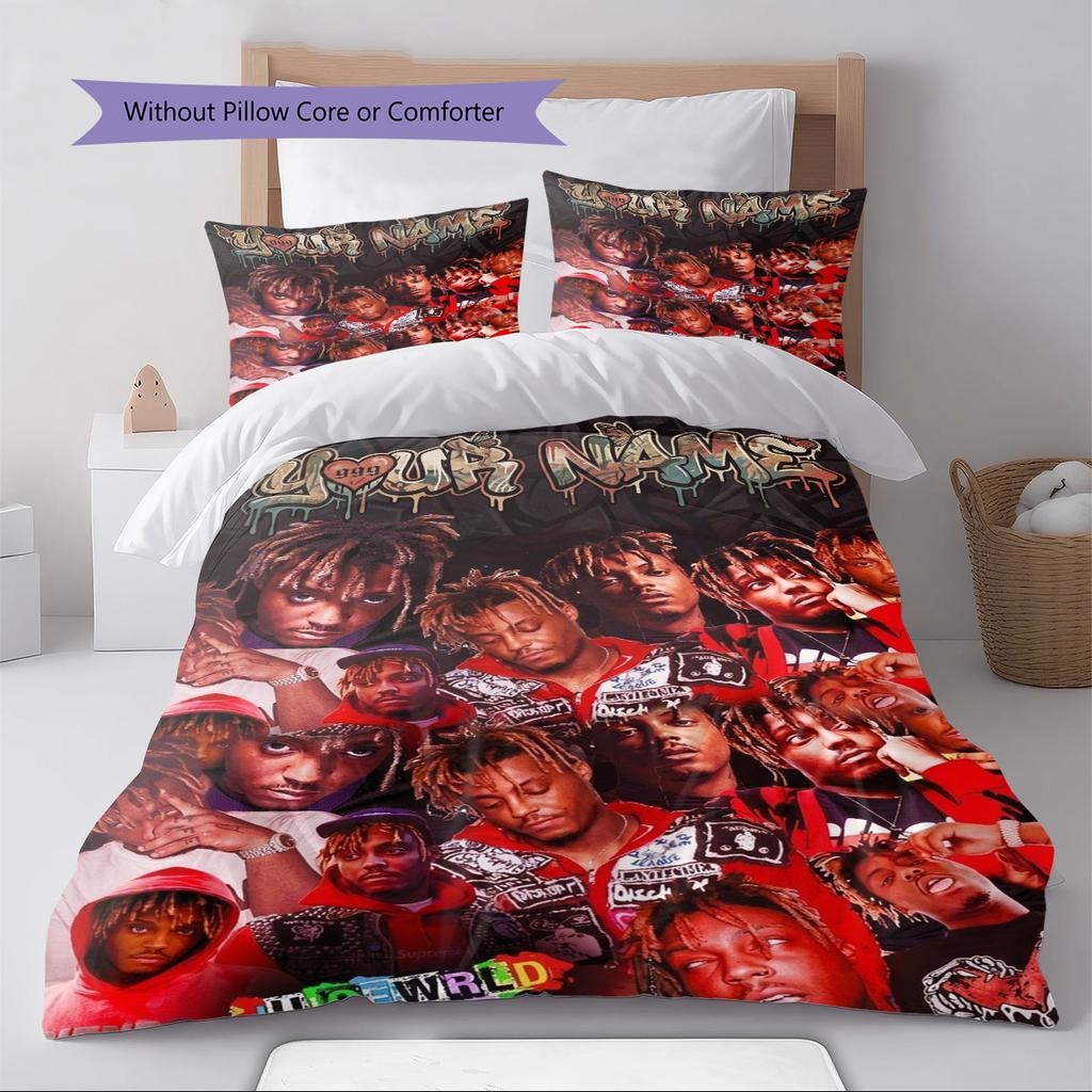 Name Custom Juice Wrld Pattern Bedding Set Quilt Cover Pillowcase Home Decor Gift (1 * Duvet Cover + 2 * Pillowcase, Without Core)