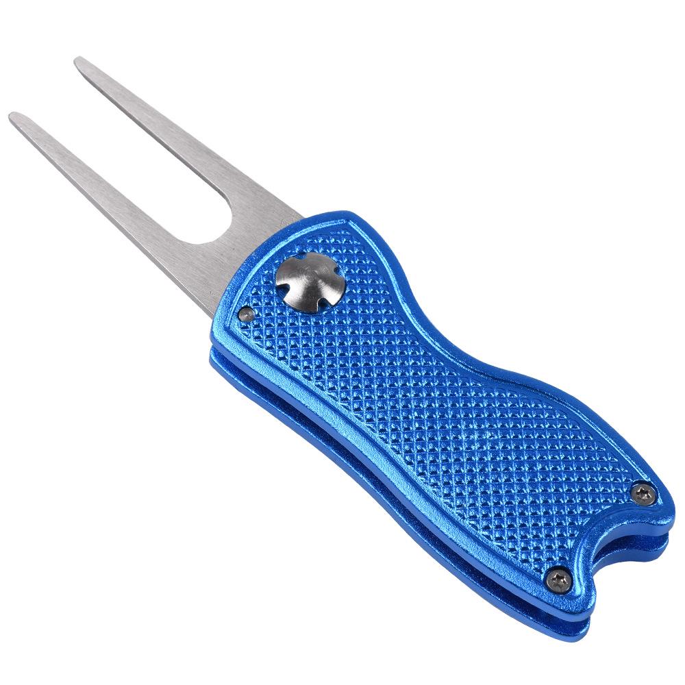 Folding Golf Green Repair Tool with Marker - Aluminum Handle