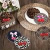 Yousheng 6PCS Car Coasters, Leopard Print Decorative Coasters, Round Heat-Insulating Stain-Proof Cup Holders, for Auto