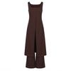 1116 Summer Women's Suit Long Split Waist Suspender Vest High Waist Wide Leg Pants Fashion Casual Two-piece Set