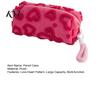 Study Essentials Bag Plush Love Heart Pencil Case, Large Capacity Stationery Organizer Zipper Pouch, Multi-function for School Office Use Supplies