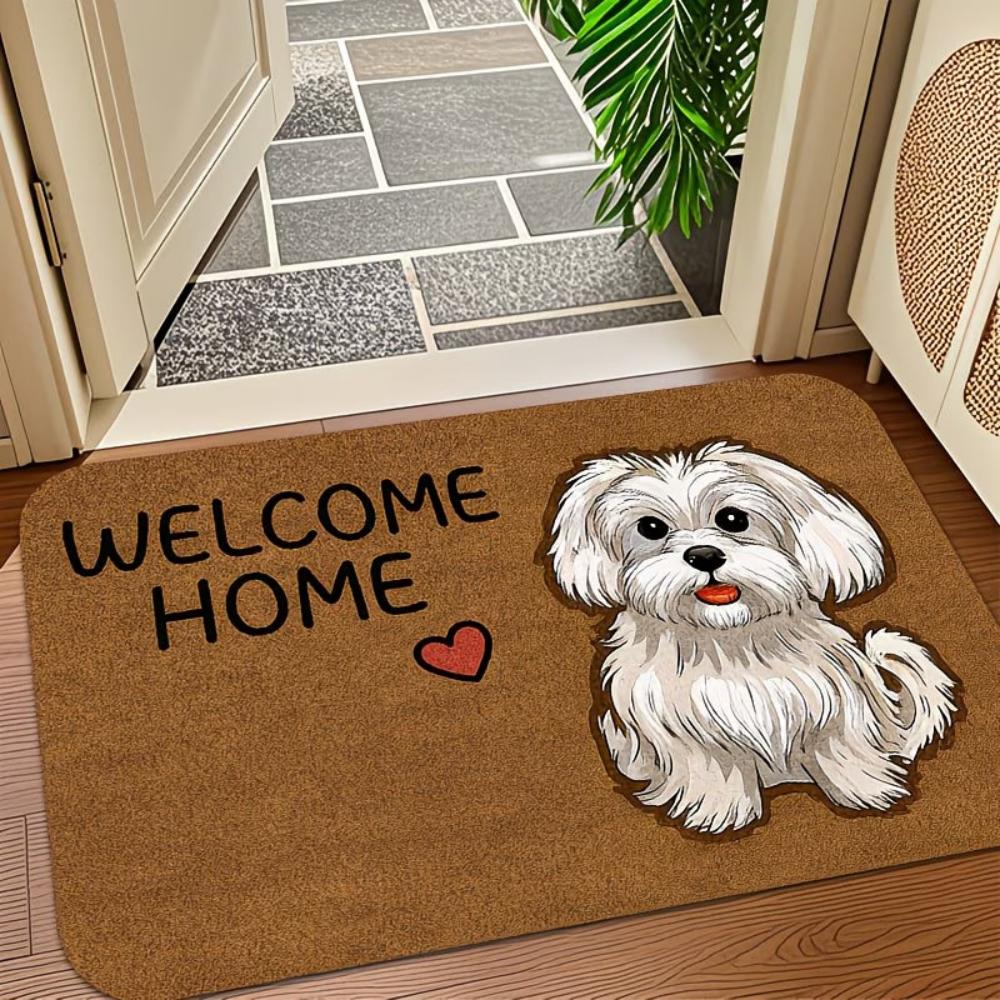 Dachshund "Welcome" Speech Bubble Coir Doormat for Living Room Kitchen Indoor Entryway Washable Rug Cute Dog Decor  Non-coir