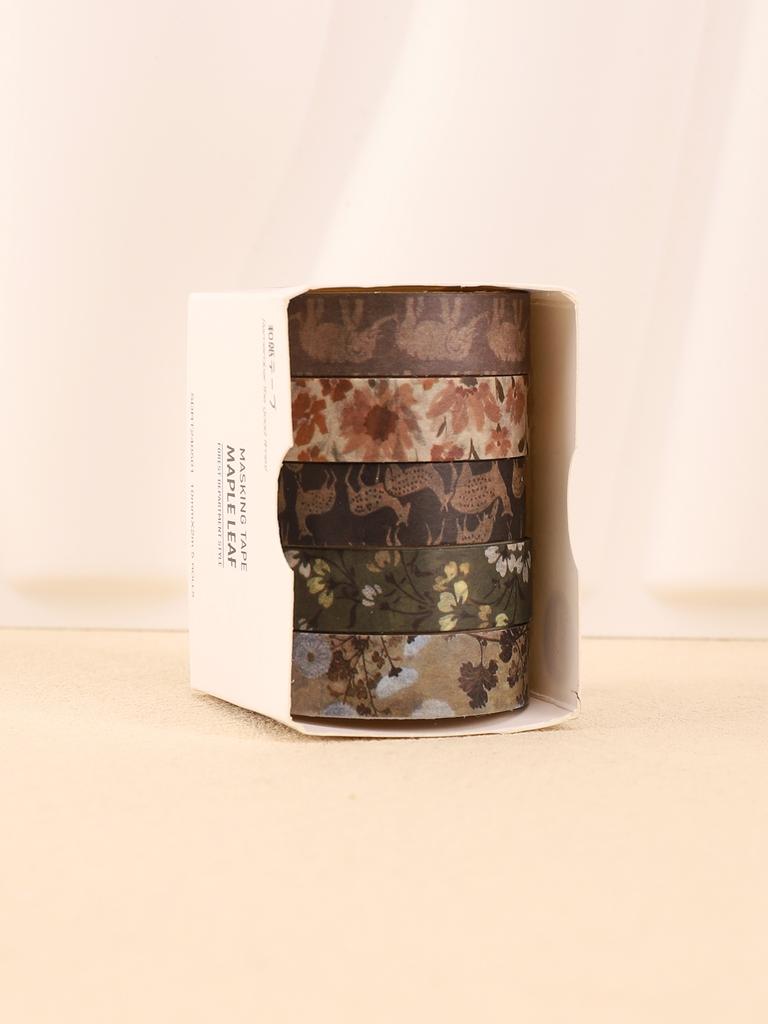 5rolls/Box Leaf Pattern Washi Tape Autumn Washi Tape Scrapbooking Stationery Masking Tapes Art Supplies Gift Sticker Washi Tape