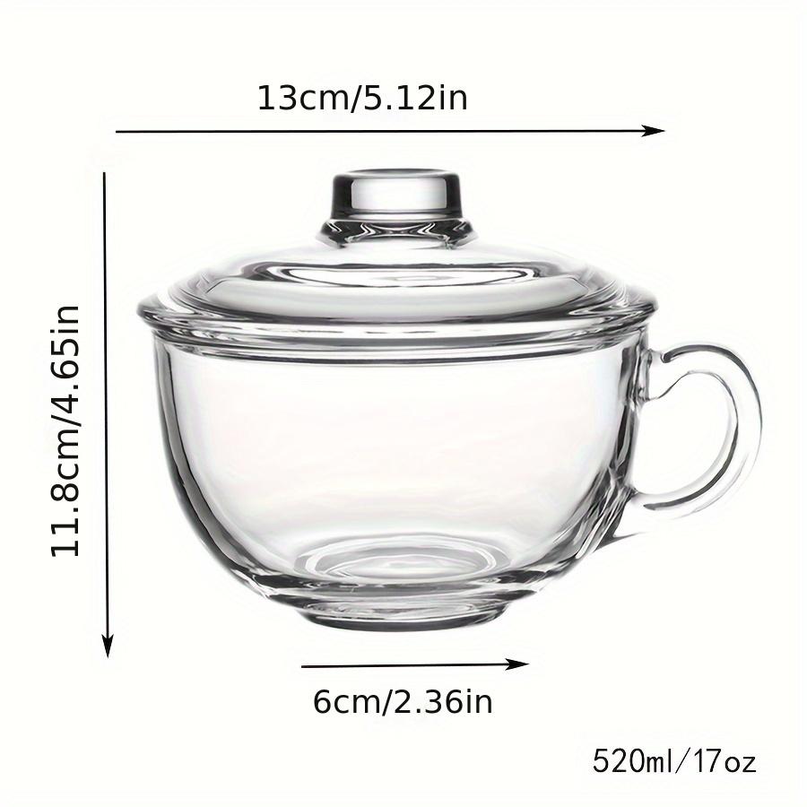 1Set Tempered Glass Cups with Lids Thickened Breakfast Oatmeal Cup Milk Cup Microwave Oven Heat Resistant 17oz