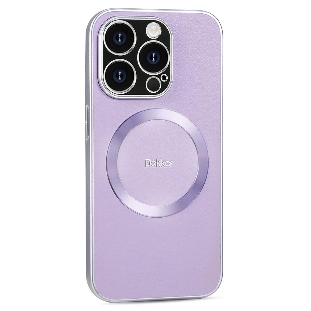 

DEKKER For iPhone 15 Pro Max Back Cover Compatible with MagSafe PU+TPU Phone Case Light Purple