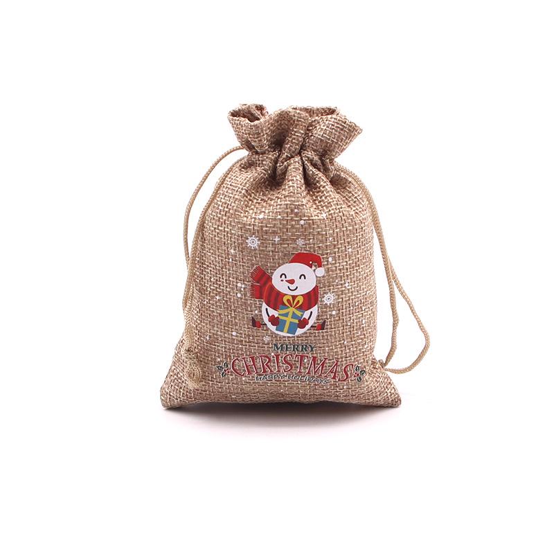 Jute-Style Christmas Gift Bag with Drawstring Closure - Small Candy & Apple Storage