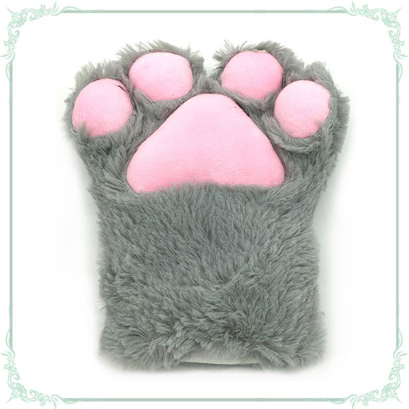 

Lolita Cat s Paw Gloves Cat Ears Props Cos Cartoon Thermal Paw Performance Europe, America, Japan and South Korea Cute Stuffed Gray Cat s Claw (1) All yards