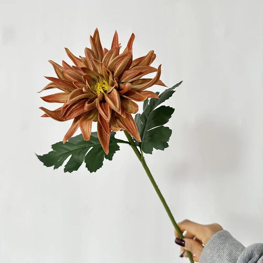 5Pcs/lot Artificial PU Dahlia Flowers Wedding Decoration Fake Flowers Arrangement Home Accessories Party Table Floral Dahlias