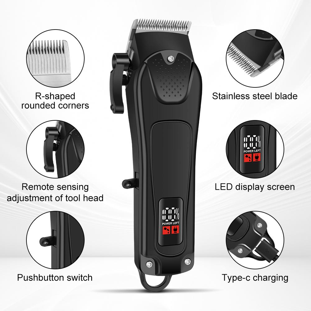 Electric Hair Clipper Black Professional Haircut Home Haircut Rechargeable USB  Men's Cordless Hair Clipper USB Rechargeable