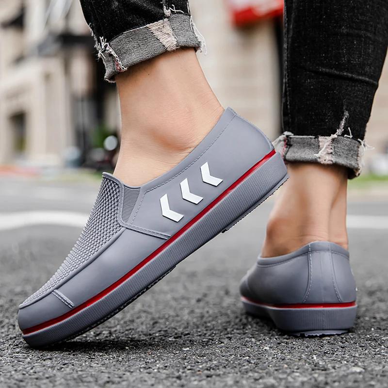 Low-cut Fashionable Waterproof Rain Boots For Men, Adult Construction Site Kitchen Chef Shoes, Wet And Dry Non-slip Rubber Shoes