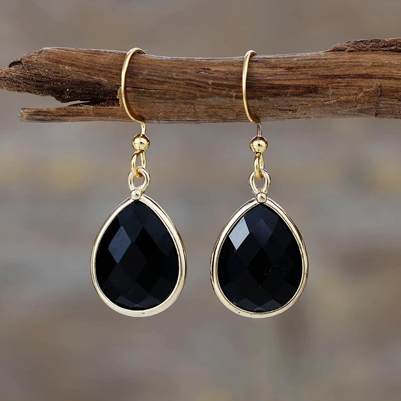 Luxury E-commerce Simple and Sweet Natural Stone Water Drop Earrings Earrings Light Luxury European and American Jewelry Earrings