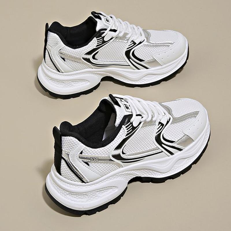 Fashion Comfortable Breathable Mesh Walking Sports Shoes Women Non Slip Platform Sneakers Woman Mix Color Lace Up Casual Shoes Mujer
