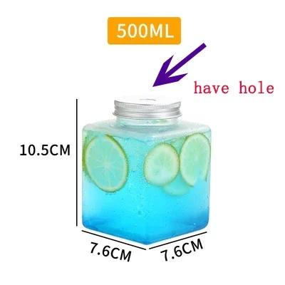 20pcs/lot Cartoon Plastic Drink Bottle Milk Tea Cup Tea Bottle Milk Tea Shop Bar Takeaway Cup Packaging Bottle Water Bottles 500ml
