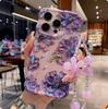 Artistic Oil Painting Flower Phone Case for iPhone 17 Pro Max/14, with 16E Bracelet and Blue Light Filter.
