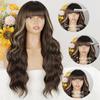 European & American Women's Long Curly Synthetic Wig with Bangs