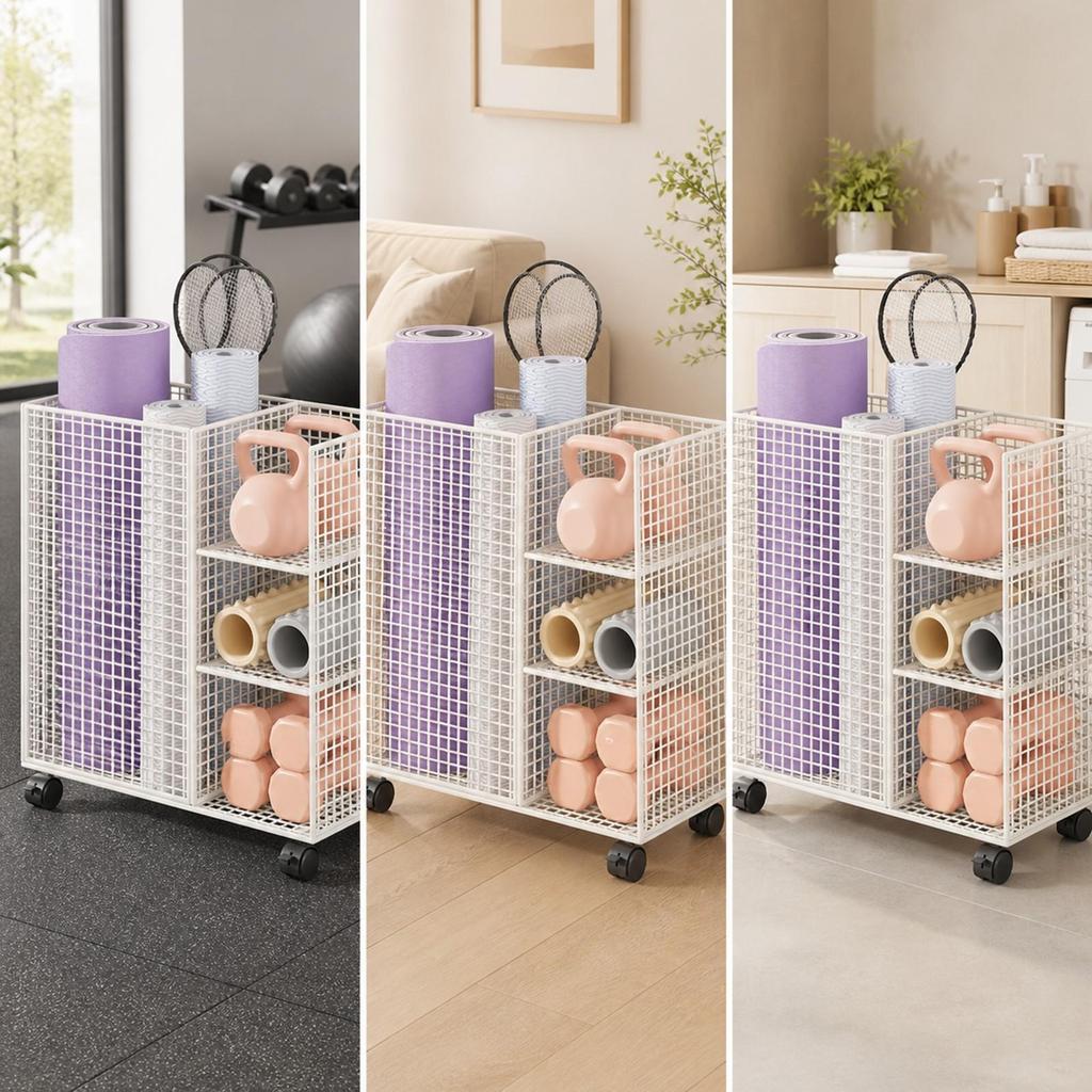 Mobile Sports Equipment Storage Cart Portable for Home Gym, Playroom