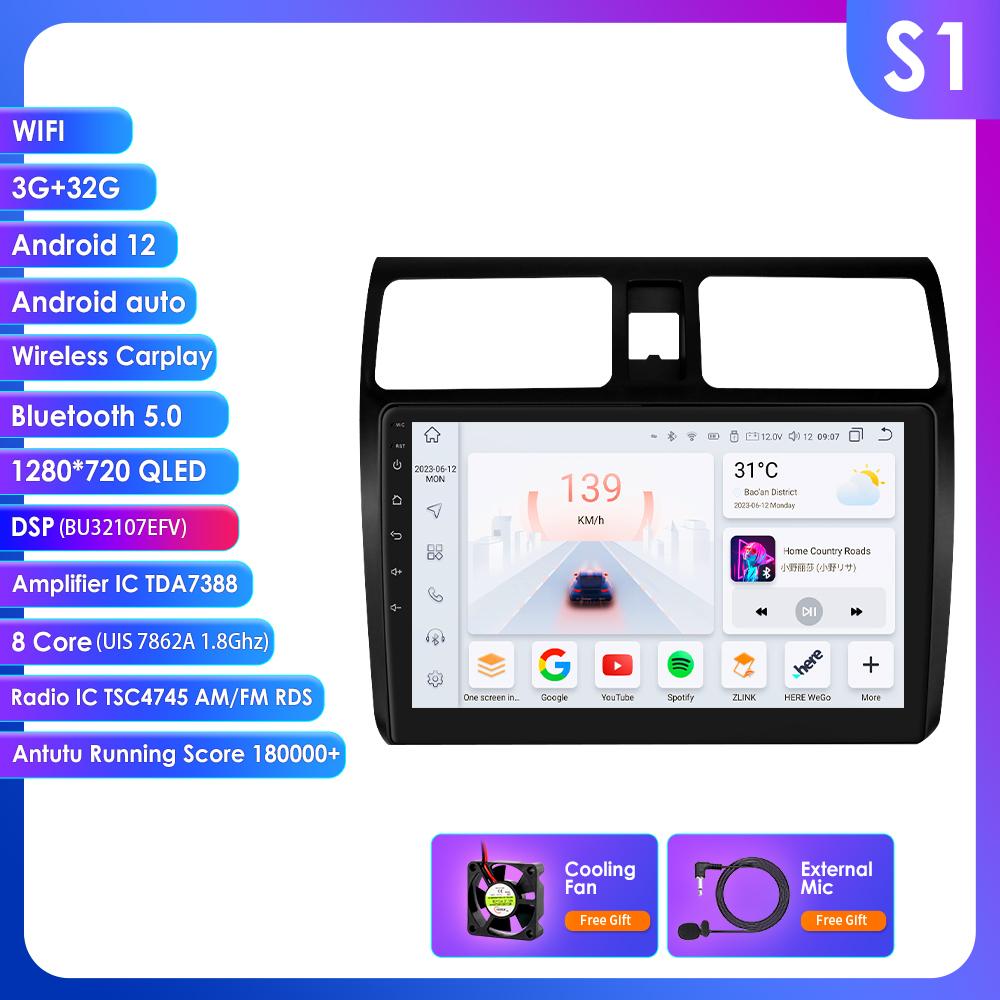 OSSURET Carplay 4G 2 Din Android 13 Car Multimedia Player for Suzuki Swift 2005-2010 Navigation GPS AutoRadio Stereo DSP BT SWC DVR Cam