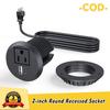 Table Outlet Socket Desk Power Socket Usb Socket Power Outlet with USB 3 Inch USB Grommet for Conference Desk Hole Power Station Hub 2 AC Outlets 2