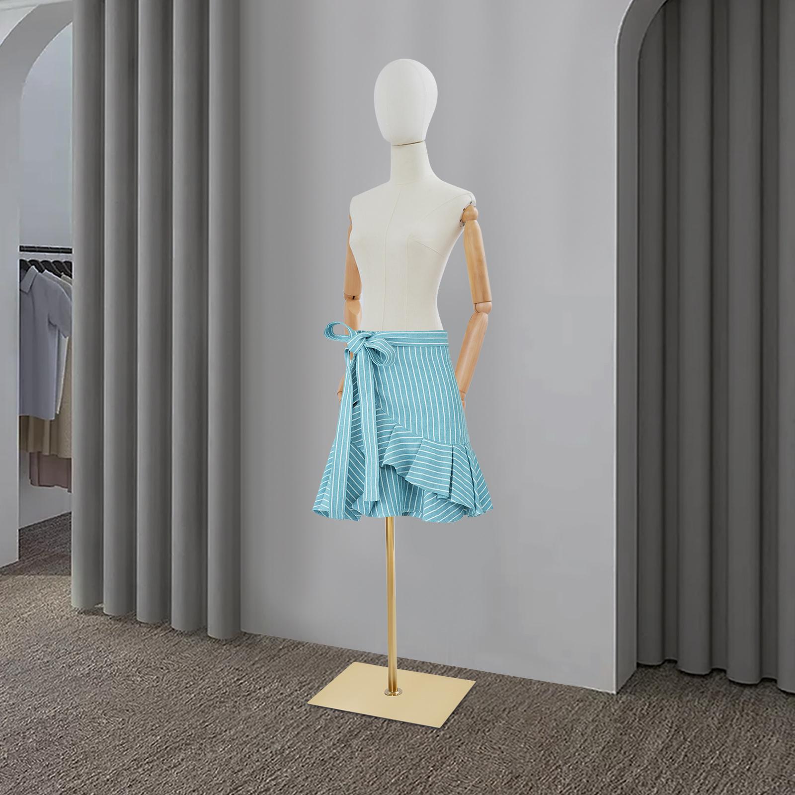 

Деревянный манекен руки женский с подставкой и съемной головой, регулируемая по высоте демонстрационная форма для бутика одежды, 38 см плечо