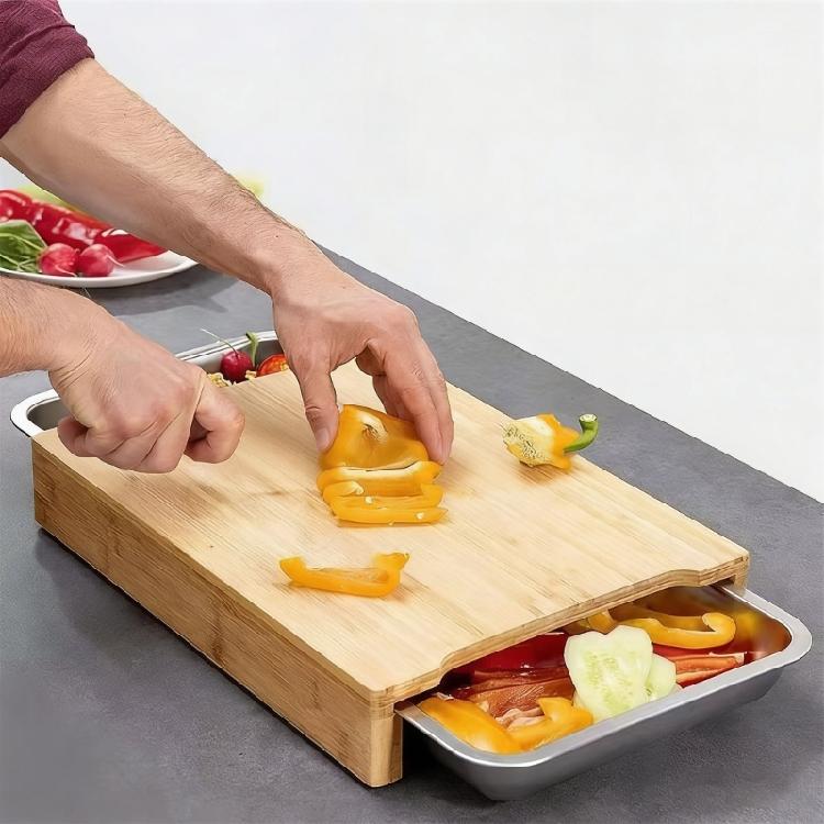 Multifunctional Bamboos Chopping Block With Integrated Storage Bamboos Kitchen Ready Board For Kitchen Essential