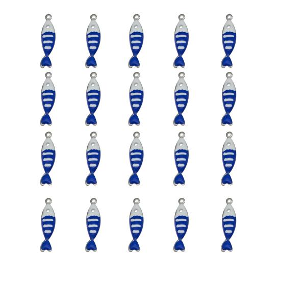 

20 шт. Эмалевые подвески в виде рыбок, Подвески из нержавеющей стали в виде рыбок, Двусторонние полосатые мини-подвески в виде рыбок для изготовления украшений своими руками, серьги, ожерелье, брелок, поделки Silver plated