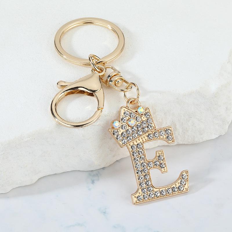 Unique Crown Crystal Rhinestones A-Z Letters Pendant Keychains For Men Women 26 Alphabet Car Key Ring Name Jewelry Keyrings Gift