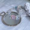 Qiaoen Aquamarine & Rose Quartz White Aze Large Bead Women's Bracelet